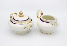 K&A Krautheim Selb Bavaria Porzellan Zuckerdose & Milchkännchen Kobalt Gold RAR