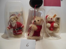 3 Steiff Ornamente Weihnachtsmann, Glockenläuter u. Teddy m.Mütze u.Schal,