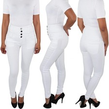 Damen 4 Knopf Skinny Jeans