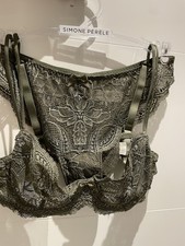 simone perele 75 b BH + Slip Set mit Spitze khaki NEU