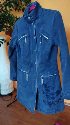 Jeansmantel mit stickerei - mit,