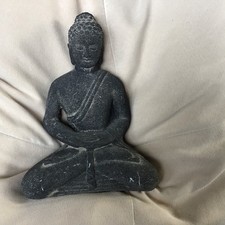 Buddha Antikfinish Skulptur Steinfigur . Teich Garten Indoor Deko 16cm Steinguss