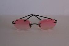 RAHMENLOSE  FARB BRILLE SONNENBRILLE GLÄSER HELL ROSA ACHTECK BÜGEL SCHWARZ 
