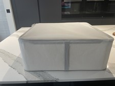 7 Stück IKEA HEMMAFIXARE Aufbewahrungskoffer, Stoff gestreift/weiß/grau, 34x51x19 cm