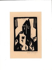 Löwengard, Kirche. Signierter Original-Holzschnitt.