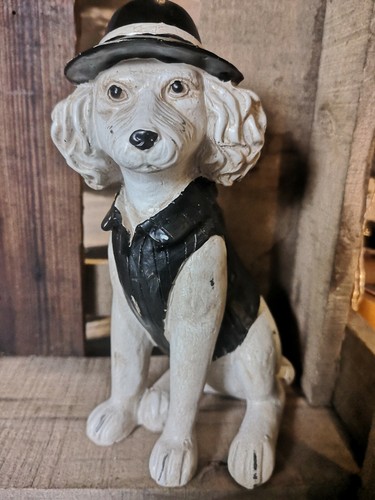 Dekofigur hundefigur hut weste - hundefigur,