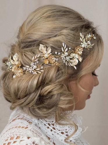 Gold braut haarranke blattgold - gold,