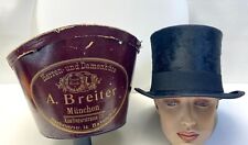 ⚜️ Alter schwarzer Hasenvelour Zylinder Adalbert Breiter im Karton Gr. 55,5 ⚜️