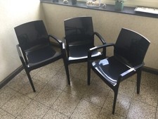 3 Stühle ?mit Armlehnen ?Stapelstuhl Terrasse Anthrazit Grau?wie neu in KÖLN