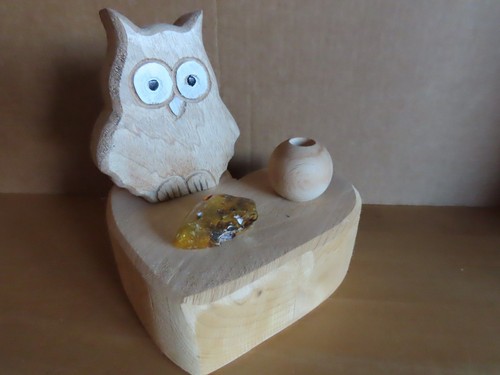 Figur herz eule - kugel, holz