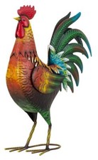 Bunte Hahn Figur Metall 39cm