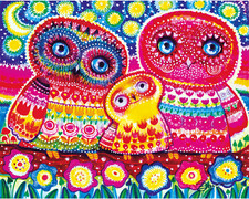 DAVICI Exklusive Holzpuzzle - Bunte Eulen - 120 Teile - Geschenkbox-Das Original