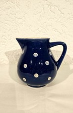 Landhaus Blau ? Weiß Pünktchen ? Kanne Keramik Henkel Krug Vintage