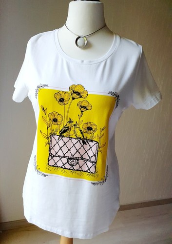 Shirt damenshirt weiß gelb - damenshirt, weiß-