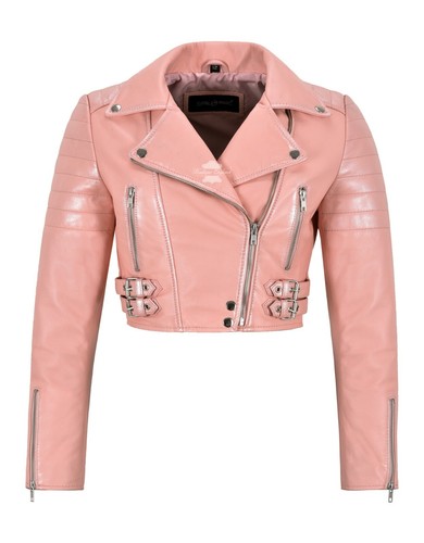 Damen baby rosa lederjacke - baby,