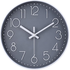 Funk Wanduhr 30cm Grau Leise