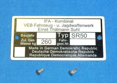 Typenschild für - typenschild, (aluminium)