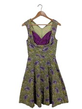 LINDY BOP A-Linien Kleid Damen Kleid Gr. DE 34 khaki-lila Casual-Look