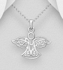 925 Sterling Silber Engel Anhänger - Echtschmuck Damen