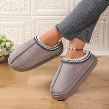 Gemütliche Damen-Fleece-Hausschuhe mit Spitzenbesatz - Weiche  Slip-Ons Neu