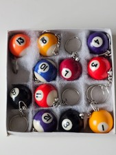 Mini Billard Kugeln *  Schlüsselanhänger * Größe 3 cm Durchmesser * 11 Stück