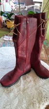 THINK Damen Stiefel in Weinrot Gr. 38 Neu sportlich Echt Leder Top Ausgefallen