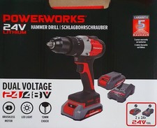 Akku Schlagbohrschrauber SET + 2 Akkus 2Ah + 2 Ladegeräte Bohrer 24V POWERWORKS