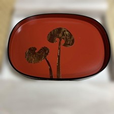 Japanische Akita Spezialität Kirschrindenarbeit Rot Lackgeschirr Tablett Pfla...