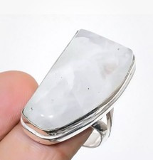 Regenbogen Mondstein Edelstein Handgemacht 925 Sterlingsilber Schmuck Ring