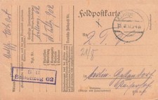 894010) Zeppelin, Feldpost 1. WK Blg mit R2 S.B. / Ballonzug 62