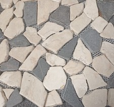 Restposten 12 qm Mosaik Palladiana Bianco/Nero -Bruch- auf Matte Nr. 317