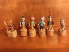 6x Drückfigur Wackelfigur Knickfigur DDR Sandmann Max Moritz Musiker Hund Pferd