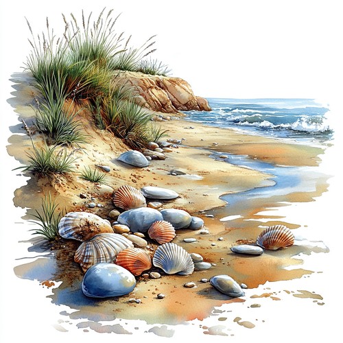 Wandbild strand muscheln meer - strand,