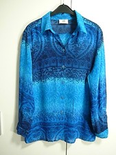 A1 Alba Moda Bluse Tunika Gr 42/44 blau div. Töne klassische Blütenornamente WOW