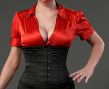 SATINBLUSE Kurzarm Puffärmel