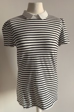 HALLHUBER CLASSIC T-SHIRT GR.L SHIRT IN SCHWARZ UND WEISS GESTREIFT BUBIKRAGEN