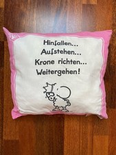 Sheepworld Kissen 40x40 Hinfallen Aufstehen Krone richten Weitergehen Rosa Weiß