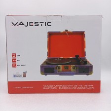 New Majestic TT 43 BT USB SD AX Audio Plattenspieler Blau Rot Weiß 33 45 78 RPM 