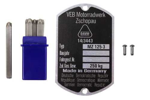 Typenschild für 125 3 - für, rt