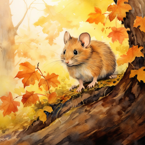 Deko bild maus wald herbst - maus,