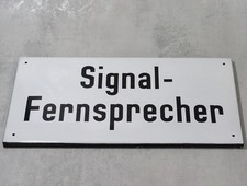Altes Emaile Schild - Emailschild Eisenbahn Signal-Fernsprecher