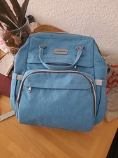 Midibeini Baby Blue Changing Bag And Fold Out Cot And Mattress - Multi-function