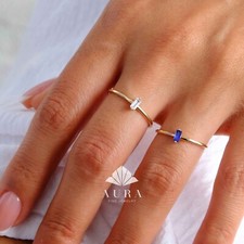 14K Gold Baguette Geburtsstein