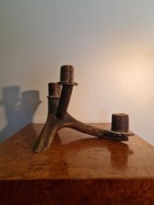 Dreiarmige /flamige Kerzenhalter Leuchter Aus Hirsch geweih