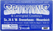 Scorpions Ticket 1996 Tour - Bremerhaven Weserdeich Open Air - Konzert Karte