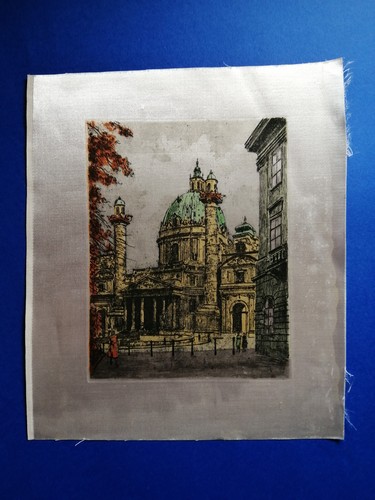 Farbradierung auf seide - auf,