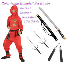 NINJA ROT KOSTÜM SET KINDER