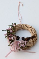 Türkranz Peddigrohr Wandschmuck Vögel Vogel Schleife Handarbeit Blüten Blätter