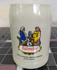 Bierkrug Humpen mit Zinndeckel 0,5l, Salvator Paulaner Thomasbräu alte Version