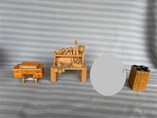 alte Holz Puppenmöbel Werkbank Ofen Nähmaschinentisch Singer Nähmaschine ❤️